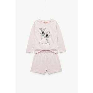 Set de pantaloni scurti din bumbac cu talie elastica si bluza cu maneci lungi - 2 piese - Roz somon imagine