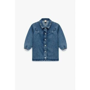 Camasa din denim cu nasturi - Albastru inchis imagine
