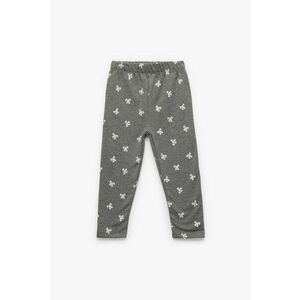 Pantaloni cu talie elastica si imprimeu - Alb/Gri inchis imagine