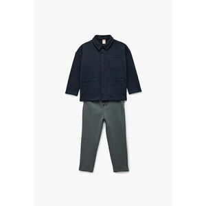 Set de camasa din bumbac si pantaloni de trening - Albastru ultramarin/Gri inchis imagine
