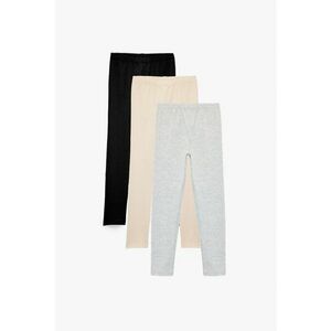 Set de colanti din amestec de bumbac - 3 perechi - Negru/Bej/Gri melange imagine