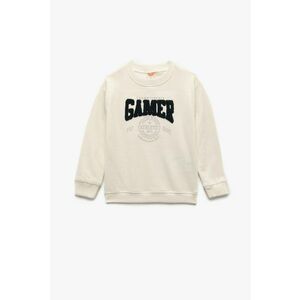 Bluza de trening din bumbac cu imprimeu si decolteu la baza gatului - Negru/Bej imagine