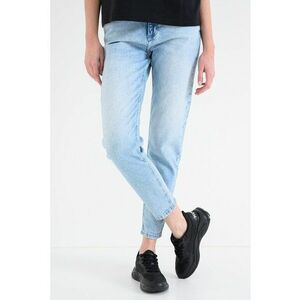 Blugi crop cu croiala conica si talie medie Brooks - Albastru deschis imagine