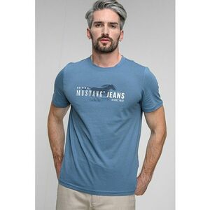 Tricou din bumbac cu imprimeu logo - Alb/Albastru prafuit/Bleumarin imagine