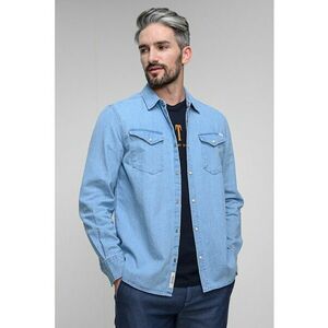 Camasa regular fit cu capse Duver - Alb/Albastru azur imagine