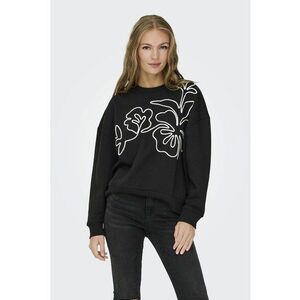 Bluza de trening cu broderie florala - Alb/Negru imagine