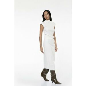 Fusta midi tricotata fin - Alb imagine