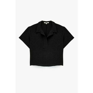 Bluza crop cu maneci scurte - Negru imagine