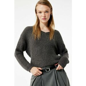 Pulover cu decolteu in V - Negru stins imagine