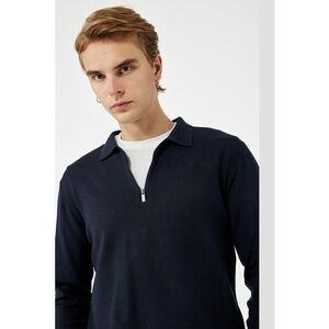 Pulover polo uni cu fermoar - Bleumarin imagine