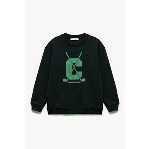 Bluza de trening cu imprimeu si mansete si terminatii elastice - Verde/Bleumarin imagine
