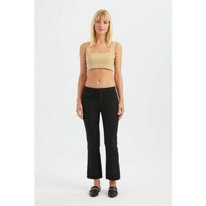 Pantaloni scurti talie medie - negri - textil - Negru imagine