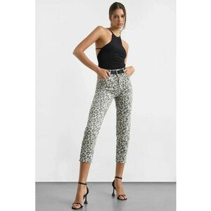 Pantaloni dama - denim slim fit - imprimeu animal - gri - Gri imagine