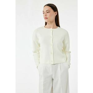 Cardigan lejer cu nasturi - Alb fildes imagine