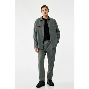 Pantaloni conici cu model uni - Gri inchis imagine