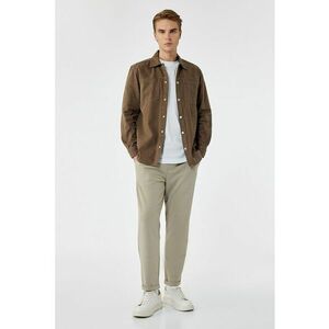 Pantaloni conici cu model uni - Bej deschis imagine