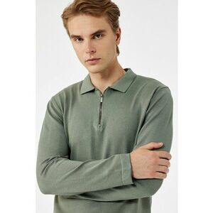 Pulover polo uni cu fermoar - Verde feriga imagine