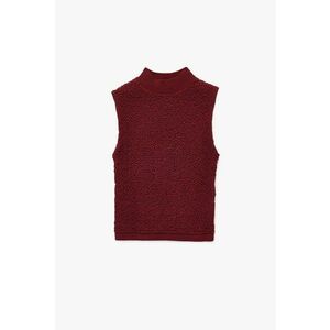 Bluza texturata cu guler inalt - Visiniu imagine