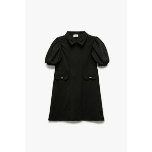 Rochie cu maneci scurte bufante - Negru imagine