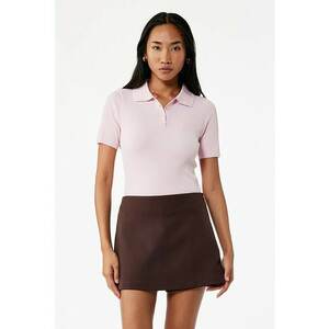 Pulover polo slim fit - Roz pastel imagine