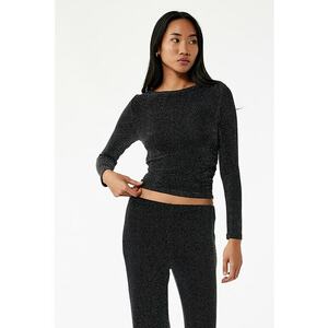 Bluza slim-fit cu aspect stralucitor - Negru imagine