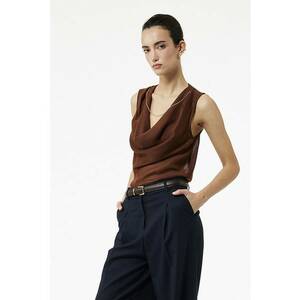 Bluza cu decolteu tip sal - Maro cognac imagine
