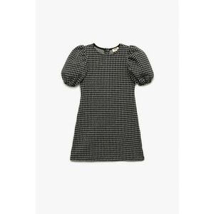 Rochie scurta cu maneci bufante - Alb/Negru imagine