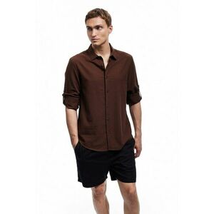 Camasa uni din bumbac - Maro imagine