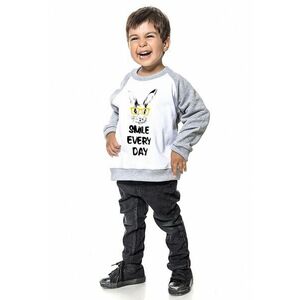 Bluza unisex cu decolteu la baza gatului - Galben pal/Alb optic/Gri deschis melange imagine