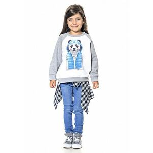 Bluza de trening regular fit cu decolteu la baza gatului - Albastru pastel/Alb optic/Gri deschis melange imagine