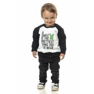Bluza de trening cu imprimeu text - Negru/Alb optic/Verde aquamarin imagine