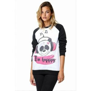 Bluza de trening de bumbac cu imprimeu grafic - Negru/Alb optic/Roz pal imagine