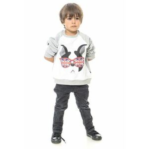 Bluza de bumbac cu imprimeu grafic - Rosu stins/Alb optic/Gri deschis melange imagine