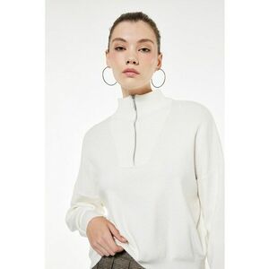 Pulover regular-fit cu fermoar - Alb imagine