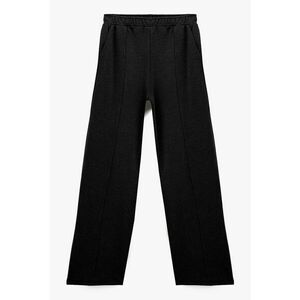 Pantaloni cu talie elastica si croiala ampla - Negru imagine