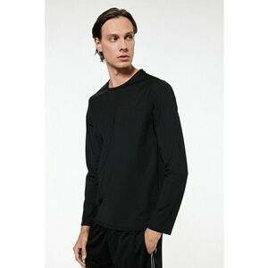 Bluza de trening cu decolteu la baza gatului si model uni - Negru imagine