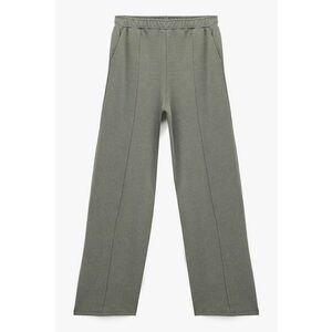 Pantaloni cu talie elastica si croiala ampla - Gri deschis melange imagine