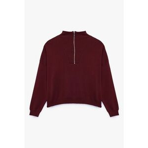 Pulover regular-fit cu fermoar - Rosu inchis imagine