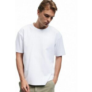 Tricou din bumbac cu model uni - Alb imagine
