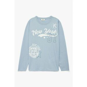 Bluza cu imprimeu text - Alb fildes/Albastru deschis imagine