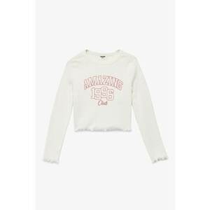 Blua crop cu imprimeu text - Alb fildes/Roz imagine