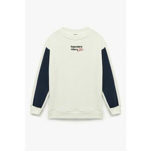 Bluza de trening supradimensionata cu model colorblock - Alb fildes/Albastru ultramarin imagine
