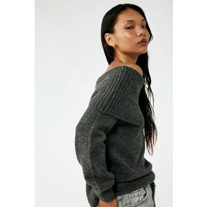 Pulover regular-fit cu decolteu pe umeri - Gri inchis melange imagine