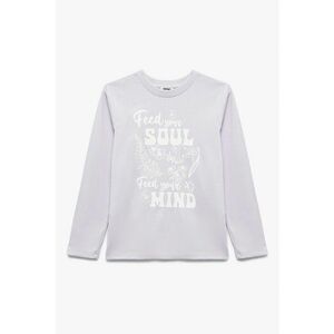 Bluza cu imprimeu text - Alb/Lila imagine