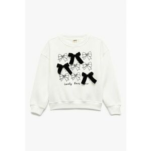 Bluza de trening cu aplicatii funda - Alb fildes/Negru imagine