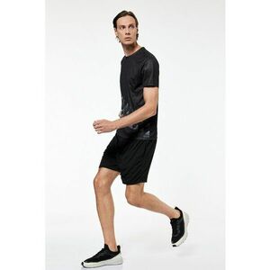 Pantaloni uni scurti cu snur de ajustare - Negru imagine