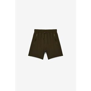 Pantaloni scurti cu talie elastica cu snur - Maro inchis imagine