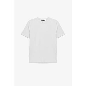 Tricou uni de bumbac cu decolteu la baza gatului - Alb imagine