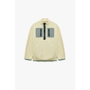 Bluza de trening din fleece cu guler cu fermoar scurt - Gri cenusiu/Crem imagine