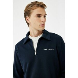 Bluza de trening polo cu fermoar scurt - Bleumarin imagine